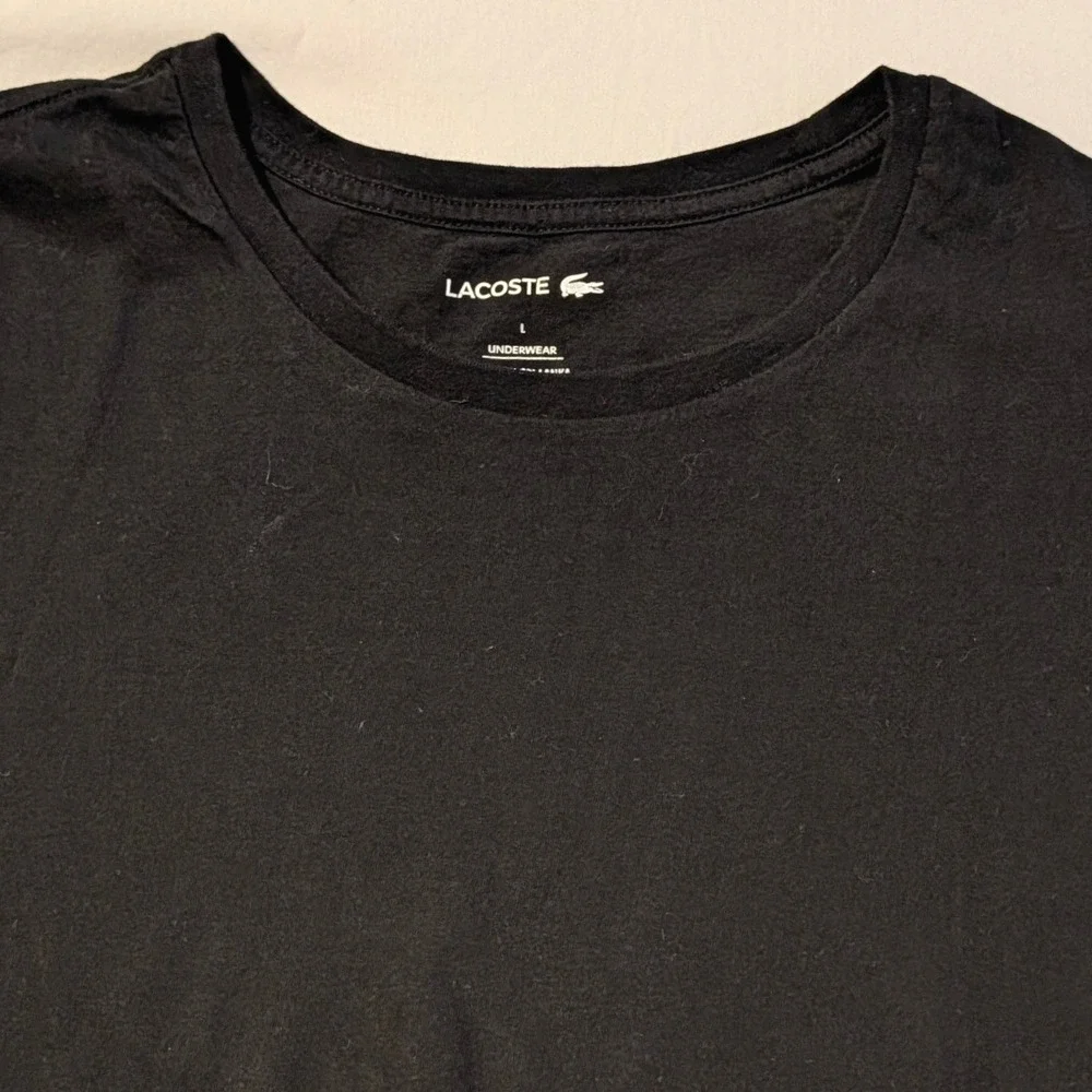 Lacoste Mens Crew Neck T-Shirt Black Size Large TH3321 Crocodile Logo